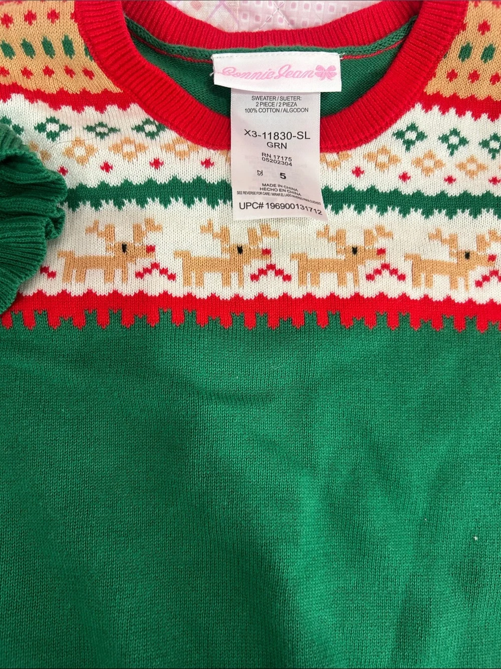 NWOT BONNIE JEAN CHRISTMAS SET Holiday Knit Top and Festive Plaid Skirt size 5